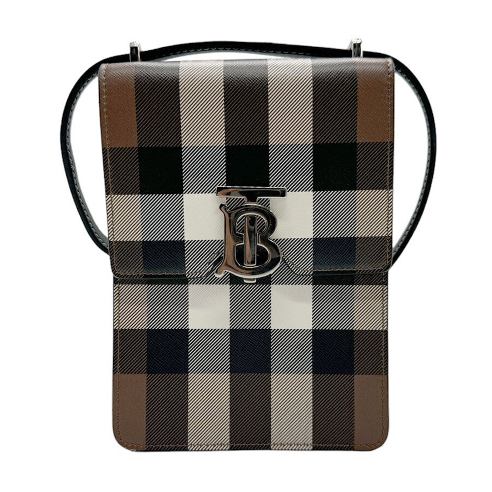 Burberry Silver Brown Robin Black Shoulder Leather White Bag - Picture 2 of 4